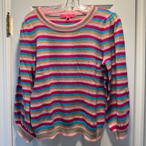 Lilly Pulitzer Marceletta Striped Sweater in Berry Soiree Carnival Stripe, L